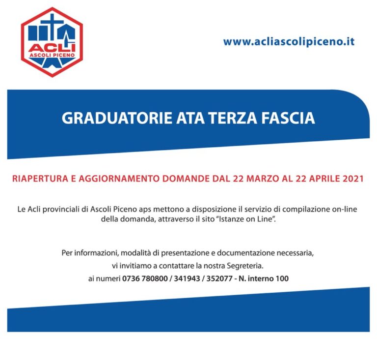 Domanda graduatorie ATA Terza Fascia - Acli Ascoli Piceno